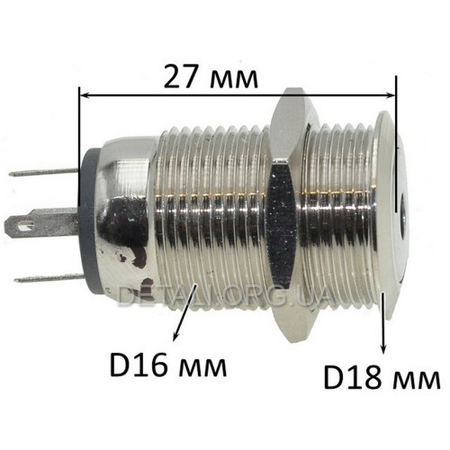 Кнопка антивандальная d18mm резьба 16mm h27mm 5 контактов индикация