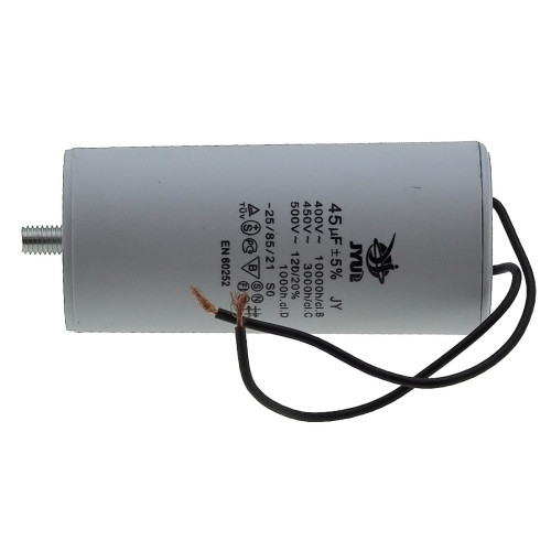 Конденсатор JYUL CBB-60L 45мкф - 450 VAC болт + провода (50*110 mm)
