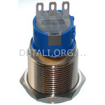 Кнопка антивандальная d22mm резьба 19mm h33mm 2 положения 3 контакта