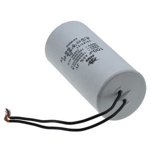 Конденсатор JYUL CBB-60L 100мкф - 450 VAC болт + провода (60*123 mm)