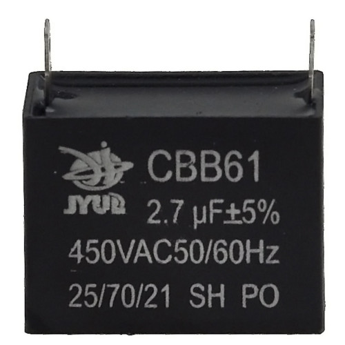 конденсатор JYUL CBB-61 2,7мкф - 450 VAC прямокутний 20х37х28
