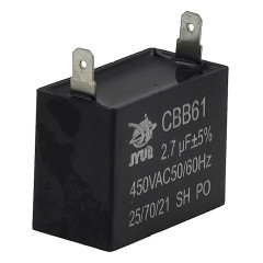 Конденсатор JYUL CBB-61 2,7мкф - 450 VAC прямоугольный 20х37х28 2