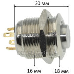 Кнопка антивандальная d18mm різьблення 16mm h20mm 4 контакти
