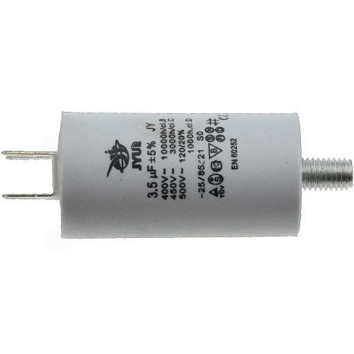 Конденсатор JYUL CBB-60M 3,5мкф - 450 VAC болт + клеммы (30*56 mm)