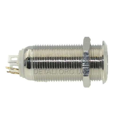 Кнопка антивандальная d14mm різьблення 12mm h28mm 2 положення 4 контакти індикація