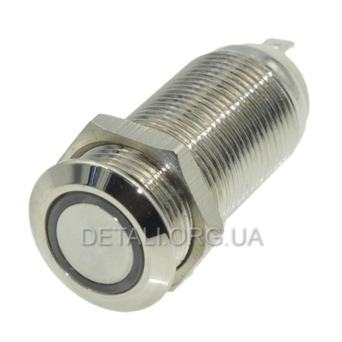 Кнопка антивандальная d14mm різьблення 12mm h28mm 2 положення 4 контакти індикація