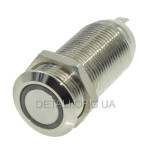 Кнопка антивандальная d14mm різьблення 12mm h28mm 2 положення 4 контакти індикація