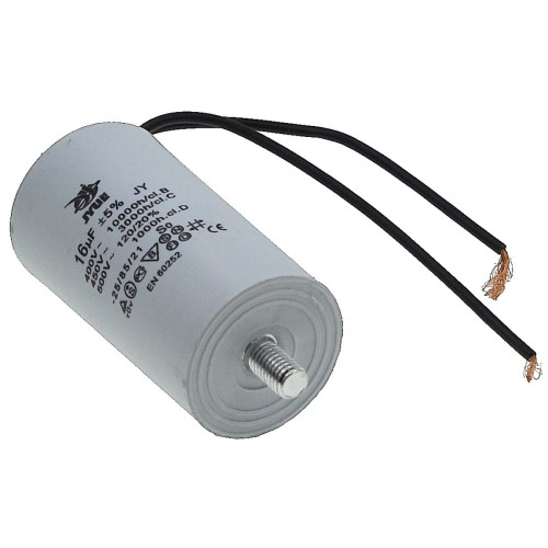 Конденсатор JYUL CBB-60L 16мкф - 450 VAC болт + провода (40*73 mm)