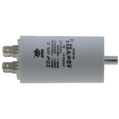 Конденсатор JYUL CBB-60M 20мкф - 450 VAC болт + клеми (40*71 мм)
