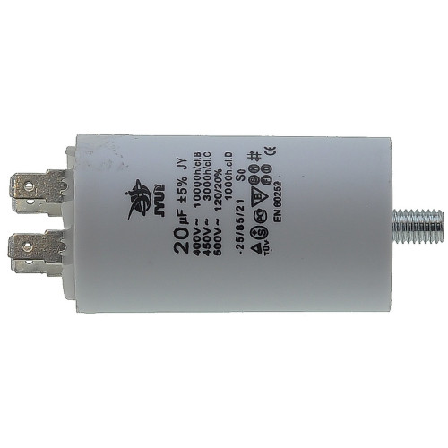 Конденсатор JYUL CBB-60M 20мкф - 450 VAC болт + клеммы (40*71 mm)