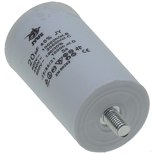 Конденсатор JYUL CBB-60M 20мкф - 450 VAC болт + клеммы (40*71 mm)