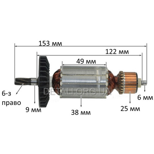 Якір міксер Фіолент МД1-11Е VJ Parts (153*38 6-з право) аналог ІДФР684263021І