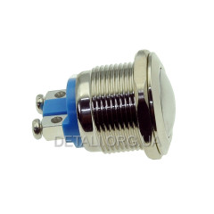 Кнопка антивандальна d22mm різьблення 19mm h28mm 2 контакти під гвинт