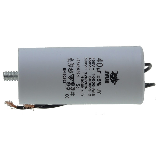Конденсатор JYUL CBB-60L 40мкф - 450 VAC болт + провода (45*98 mm)