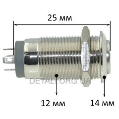 Кнопка антивандальная d14mm резьба 12mm h25mm 2 положения 4 контакта индикация