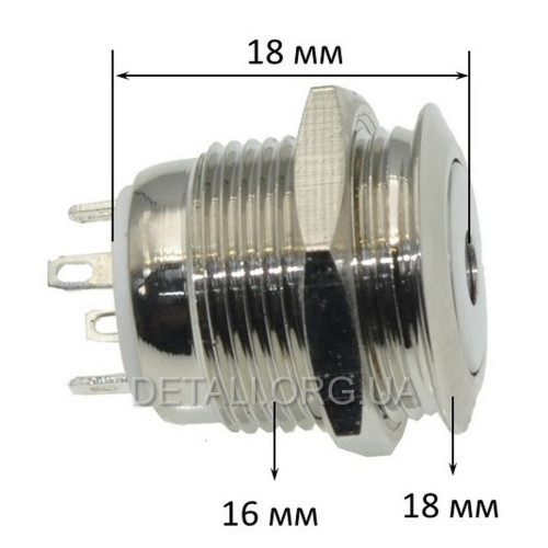 кнопка антивандальная d18mm різьблення 16mm h18mm 4 контакти індикація