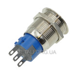 Кнопка антивандальная d22mm резьба 19mm h32mm 2 положения 3 контакта