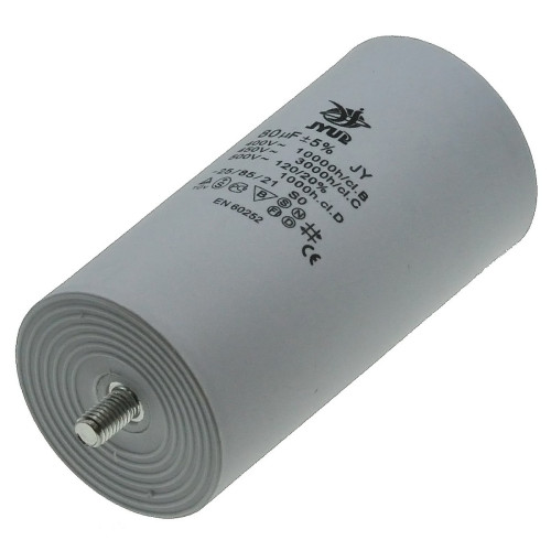 Конденсатор JYUL CBB-60M 80мкф - 450 VAC болт + клеми (60*120 мм)