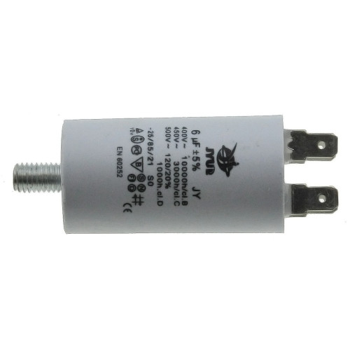 Конденсатор JYUL CBB-60M 6мкф - 450 VAC болт + клеммы (30*57 mm)