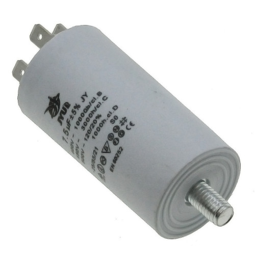 Конденсатор JYUL CBB-60M 7,5мкф - 450 VAC болт + клеммы (35*66 mm)