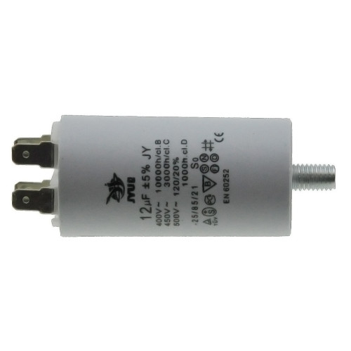 Конденсатор JYUL CBB-60M 12мкф - 450 VAC болт + клеми (35*66 мм)
