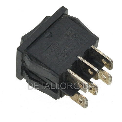Тумблер 3 положения 6 контактов пружина 15*21 mm 6A