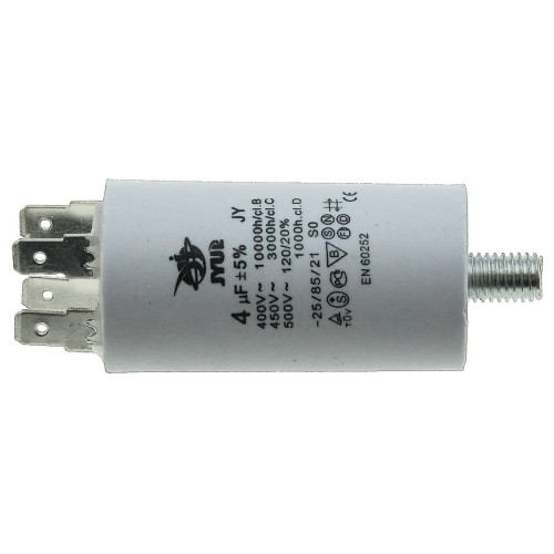 Конденсатор JYUL CBB-60M 4мкф - 450 VAC болт + клеммы (30*57 mm)