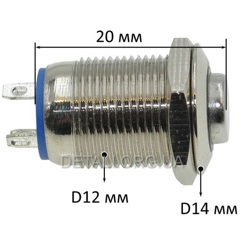 Кнопка антивандальная d14mm резьба 12mm h20mm 4 контакта