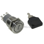 Переключатель под ключ антивандальный d22mm резьба 19mm h31mm 3 положения 6 контактов