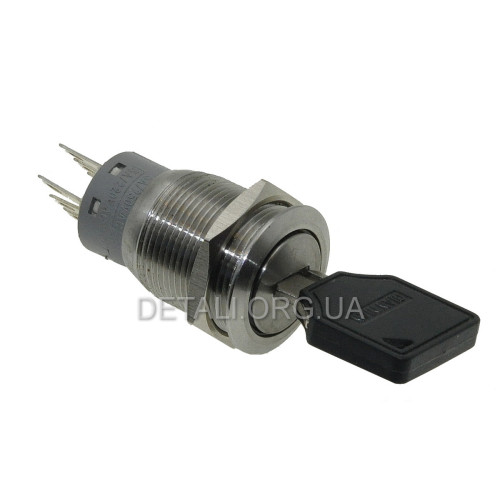 Переключатель под ключ антивандальный d22mm резьба 19mm h31mm 3 положения 6 контактов