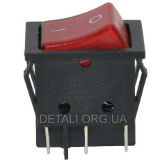 Тумблер 2 положения 6 контактов с подсветкой 25*32 mm 16A