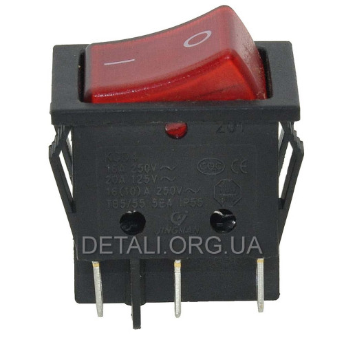 Тумблер 2 положения 6 контактов с подсветкой 25*32 mm 16A
