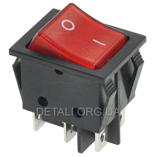Тумблер 2 положения 6 контактов с подсветкой 25*32 mm 16A