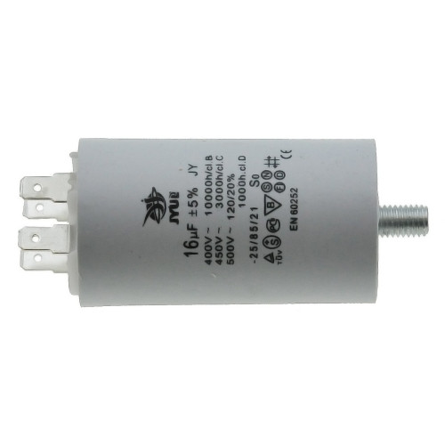 Конденсатор JYUL CBB-60M 16мкф - 450 VAC болт + клеми (40*70 mm)