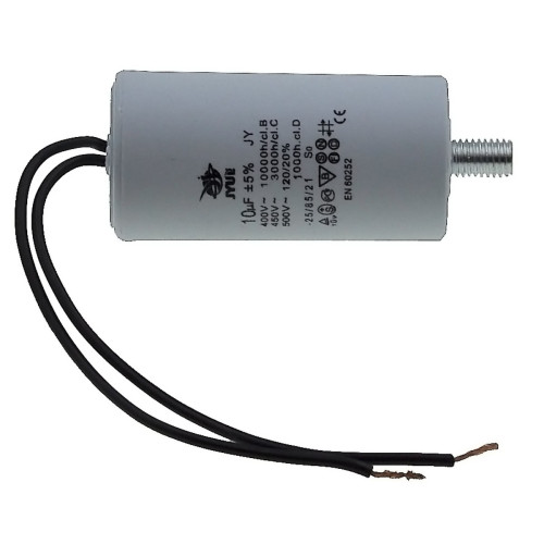 Конденсатор JYUL CBB-60L 10мкф - 450 VAC болт + провода (35*69 mm)