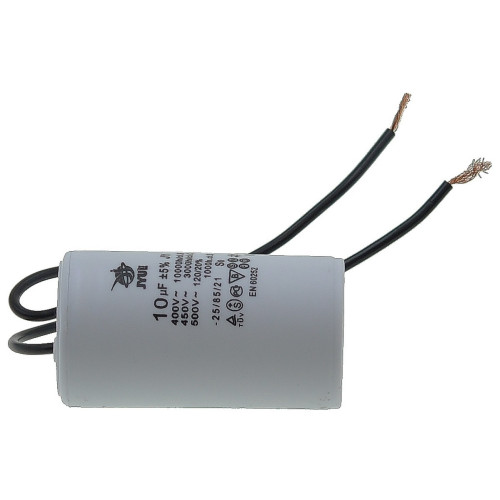 Конденсатор JYUL CBB-60 10мкф - 450 VAC провода (35*63 mm)