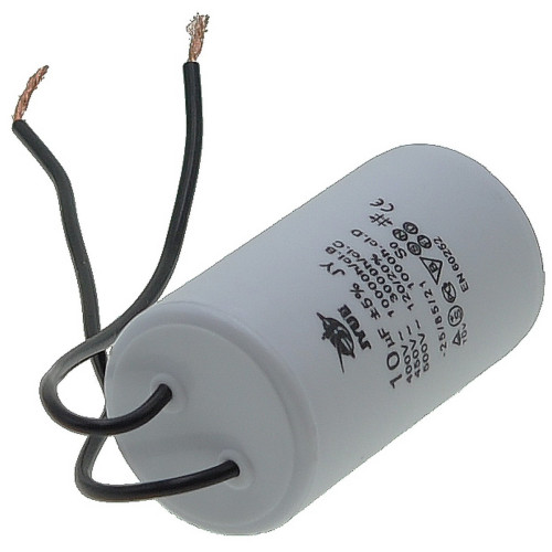 Конденсатор JYUL CBB-60 10мкф - 450 VAC провода (35*63 mm)