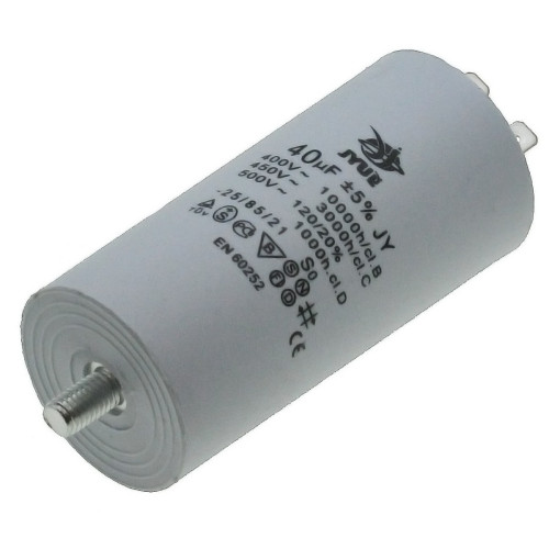 Конденсатор JYUL CBB-60M 40мкф - 450 VAC болт + клеммы (45*95 mm)