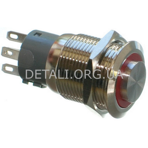 Кнопка антивандальная d22mm резьба 19mm h33mm 5 контактов индикация