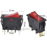 Тумблер с подсветкой 2 положения 3 контакта 14*33 mm h31mm 16A