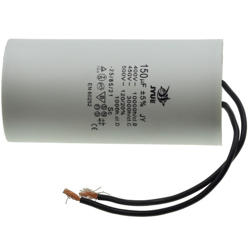 Конденсатор JYUL CBB-60 150мкф - 450 VAC дроти (65*130 мм)