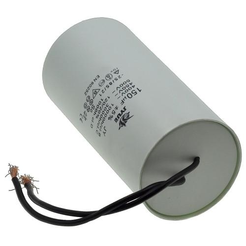 Конденсатор JYUL CBB-60 150мкф - 450 VAC дроти (65*130 мм)