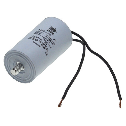 Конденсатор JYUL CBB-60L 14мкф - 450 VAC болт + провода (40*73 mm)