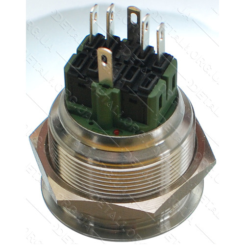 кнопка антивандальная d32mm різьблення 28mm h33mm 2 положення 6 контактів індикація