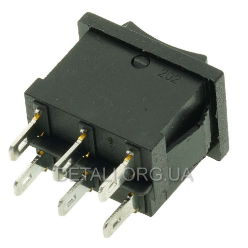 Тумблер 3 положения 6 контактов 15*21 mm 6A 