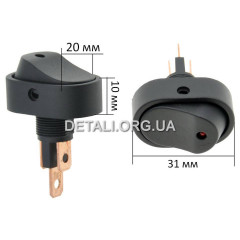 Тумблер овал 2 положення 3 контакти 20*31 мм світлодіод 12V