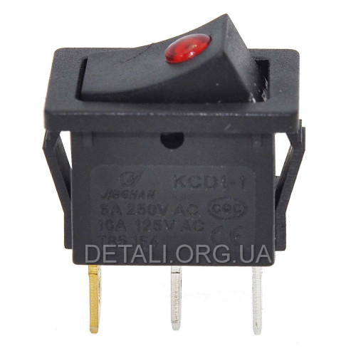 Тумблер 2 положения 3 контакта 15*21 mm светодиод 6A
