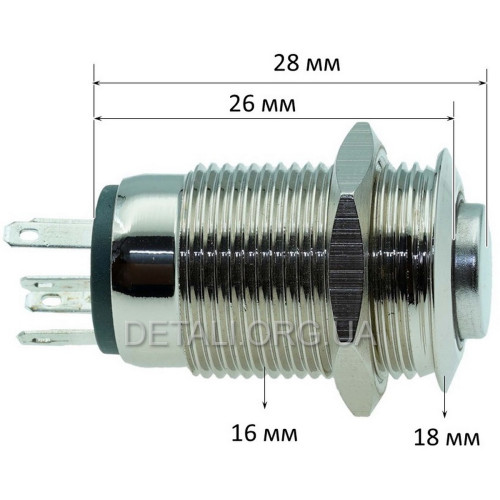 Кнопка антивандальная d18mm резьба 16mm h28mm 5 контактов индикация
