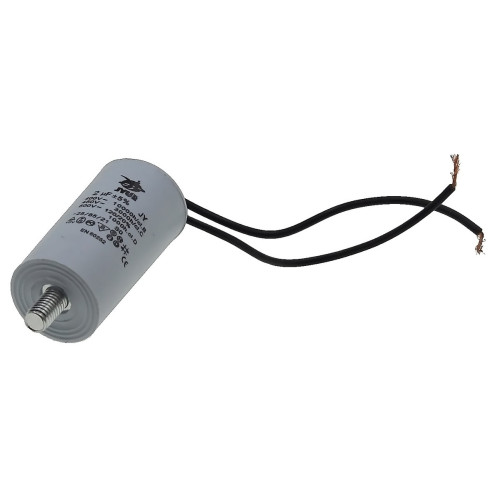 Конденсатор JYUL CBB-60L 2мкф - 450 VAC болт + провода (30*60 mm)