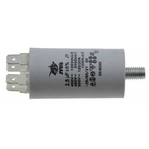 Конденсатор JYUL CBB-60M 2,5мкф - 450 VAC болт + клеммы (30*57 mm)